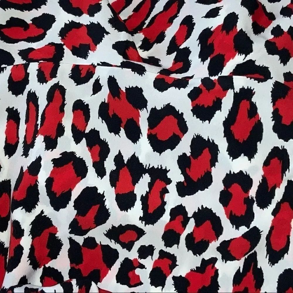 NEW ROBERT RODRIGUEZ LENA LEOPARD PRINT FAUX WRAP DRESS RED LEOPARD NWT SIZE 4 - Picture 7 of 13